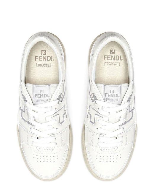 Fendi White Ff Detailed Low-top Sneakers for men