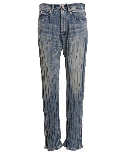 Martine Rose Pleated-effect Jeans in Blue for Men | Lyst