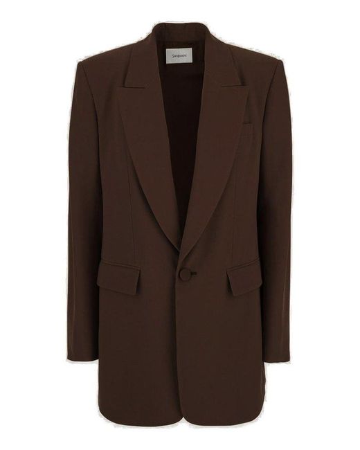 Saint Laurent Brown Single-Breasted Long-Sleeved Jacket