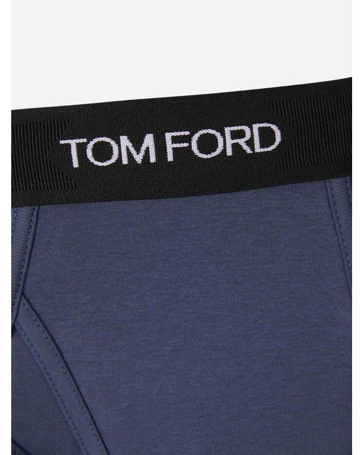 Tom Ford Blue Logo Embroidered Briefs for men