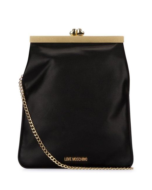 Love Moschino Logo Lettering Heartclasp Crossbody Bag in Black Lyst