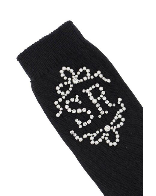 Simone Rocha Black Sr Socks With Pearls And Crystals
