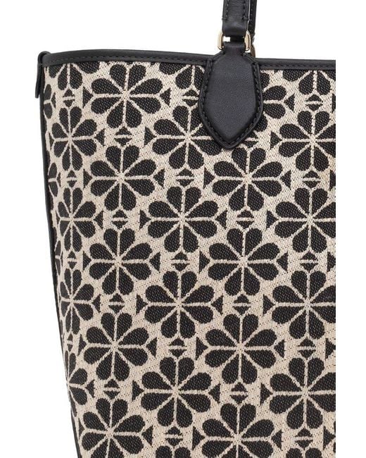 Kate Spade Black Spade Flower Jacquard Medium Open Tote Bag