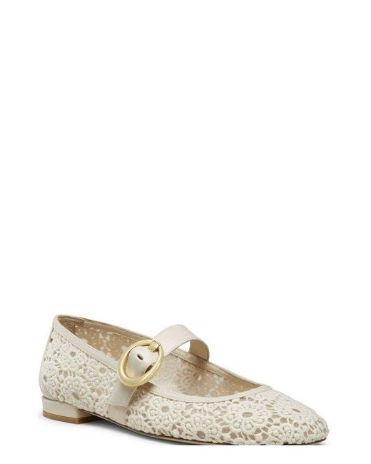 Stuart Weitzman White Arabella Mary Jane Ballet Flats