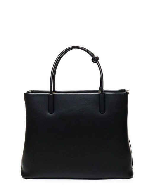 V73 Black Logo Lettering Top Handle Bag