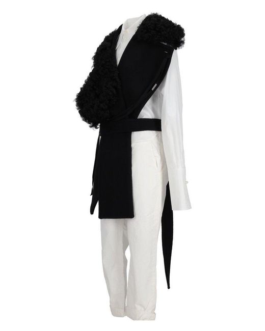 Ann Demeulemeester Black Manon Asymmetric Fur Collar Plastron