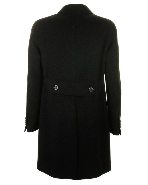 Tagliatore Black Notched-collared Double-breasted Coat for men