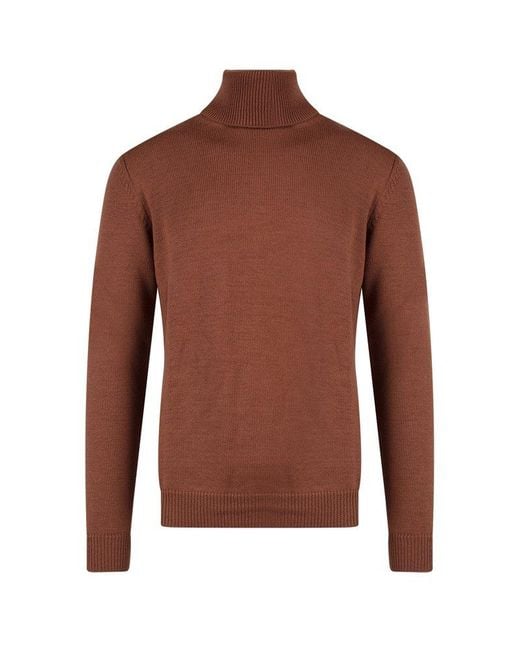 Roberto Collina Roll Neck Knitted Sweater in Brown for Men | Lyst