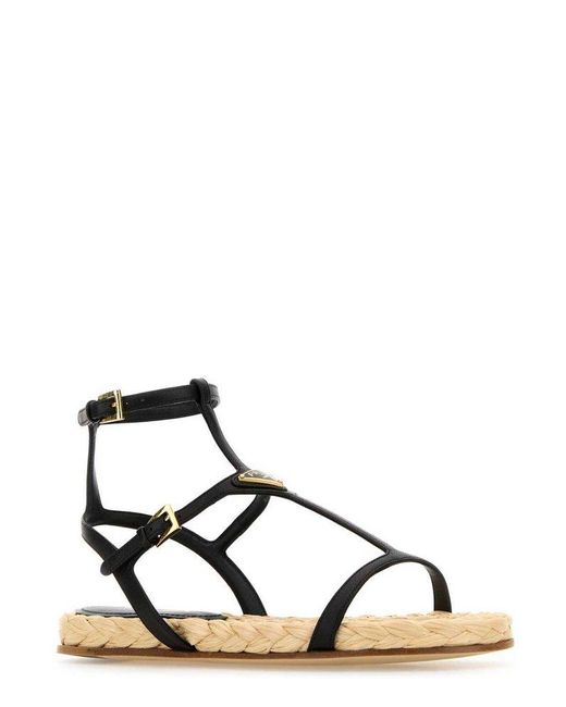 Triangle Logo T Bar Strap Sandals