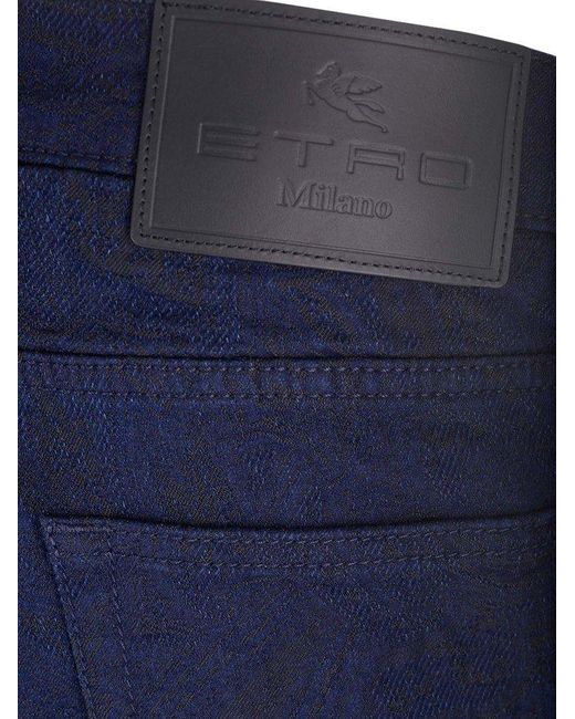 Etro Blue Jacquard Jeans for men