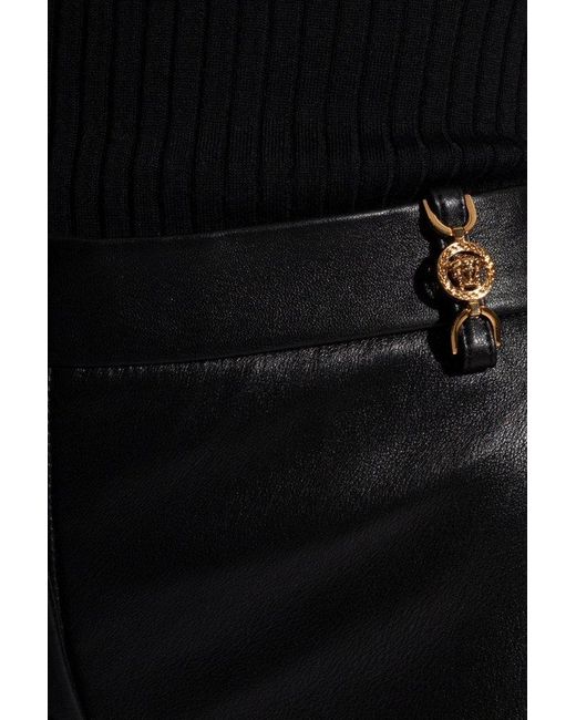 Versace Black Leather Trousers,