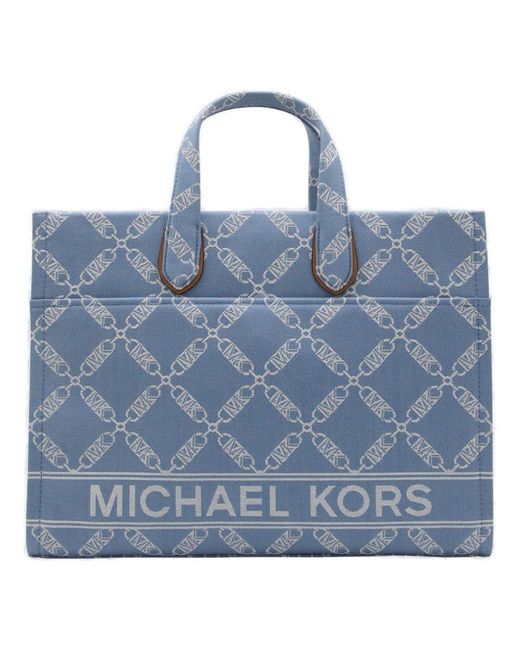 MICHAEL Michael Kors Blue Denim Multicolour Canvas Blauwe Tote Bag