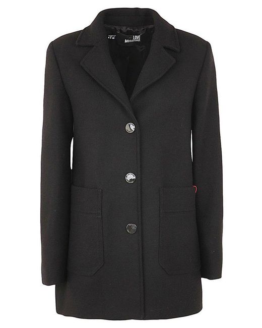 Love Moschino Black Pocket Patched Single Breasted Blazer