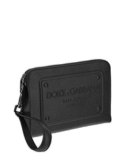 Dolce & Gabbana Black Small Pouch With Raised Logo for men