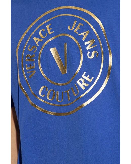 Versace Blue Logo-printed T-shirt, for men