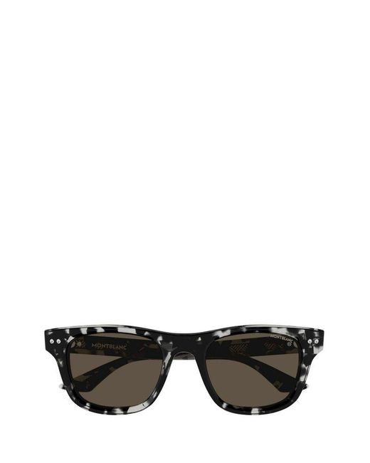 Montblanc Black Rectangular Frame Sunglasses for men
