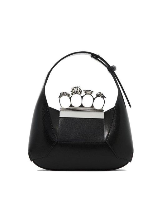 Alexander McQueen Black The Jewelled Hobo Mini Bag