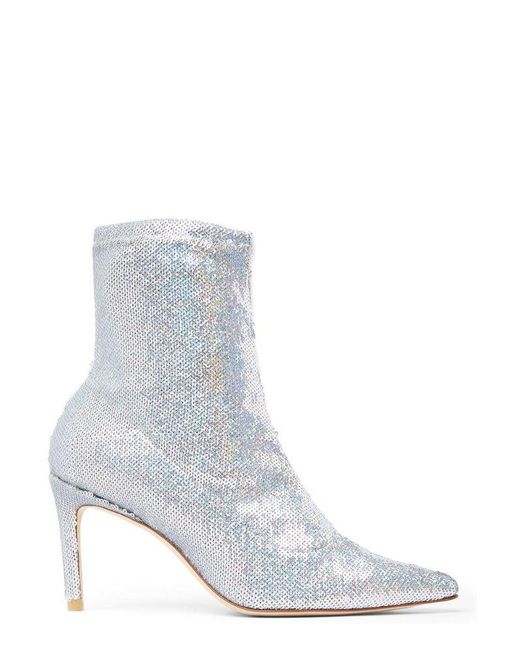 Stuart Weitzman White Stuart 85 Sequin Embellished Boots