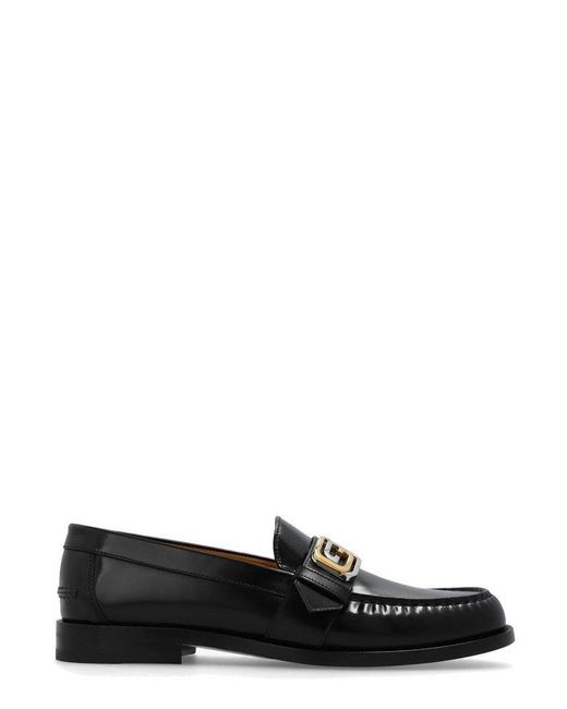 Gucci Logo-plaque Leather Loafers in Black for Men | Lyst