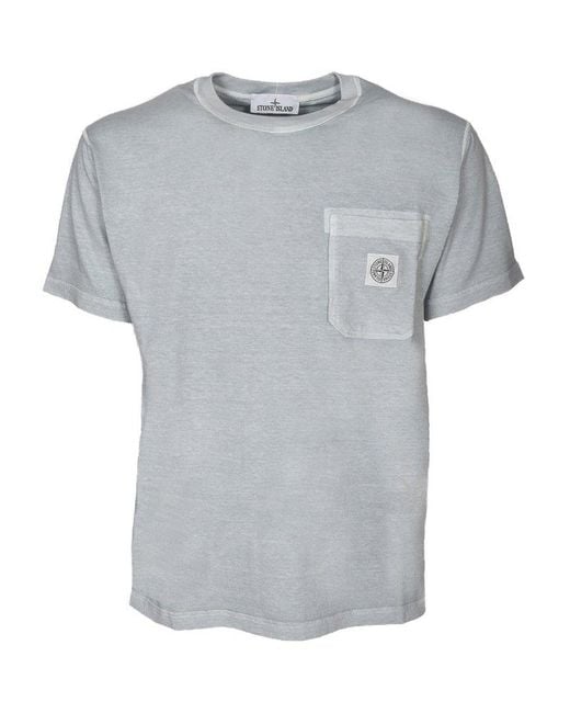 Stone Island Gray Fissato Treatment Short-sleeved T-shirt for men