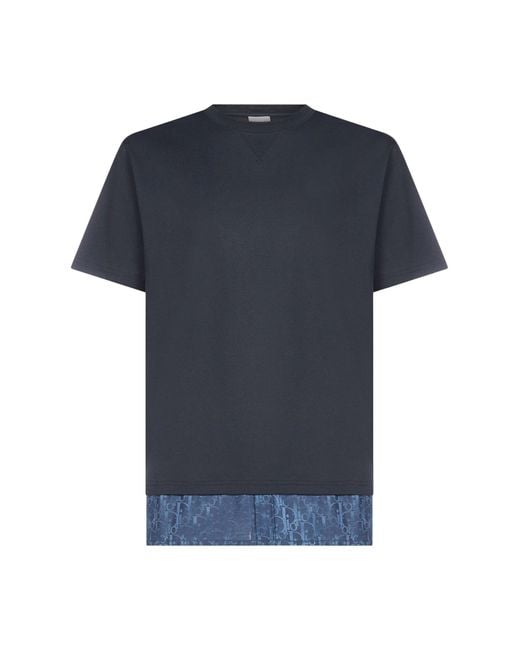 Dior Blue Oblique Jacquard Layered T-shirt for men