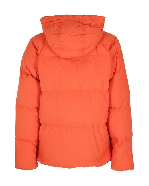 C P Company Orange Hooded Puffer Coat for men