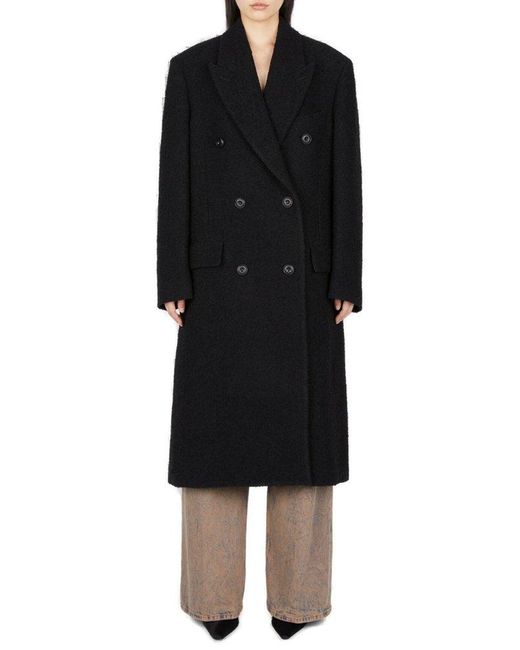 Acne Black Double-breasted Mid-length Coat