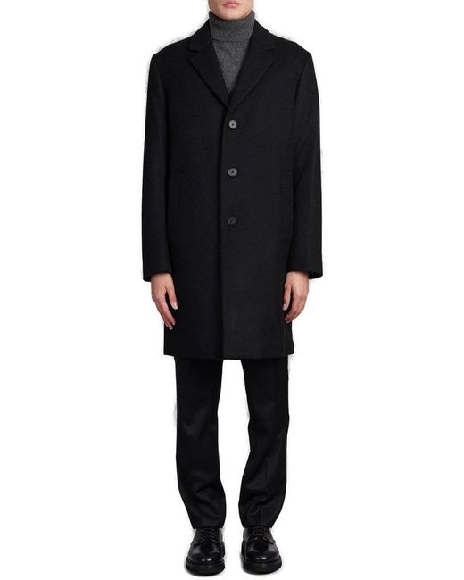 Theory 3 Button Melton Topcoat in Black for Men Lyst