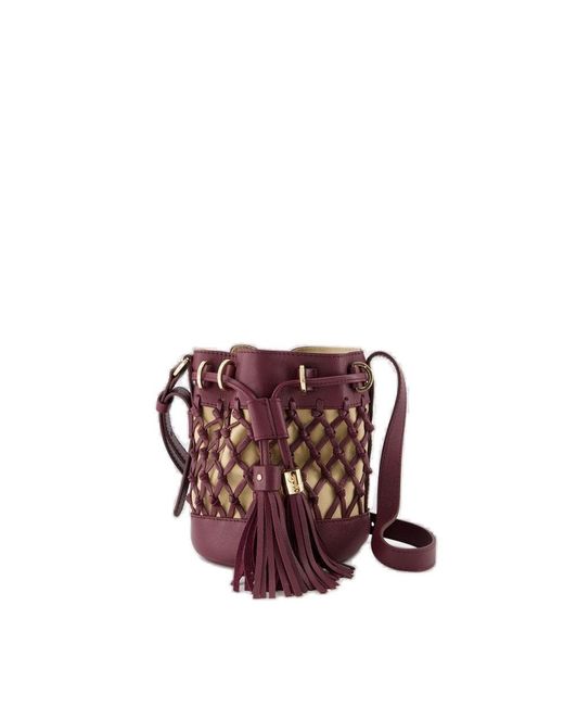 See By Chloé Purple Logo-debossed Drawstring Bucket Bag