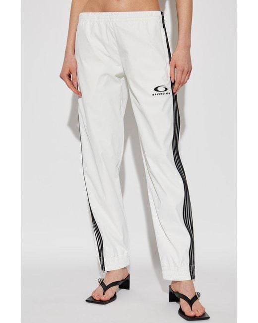 Balenciaga Loop Sports Logo Embroidered Track Pants in White