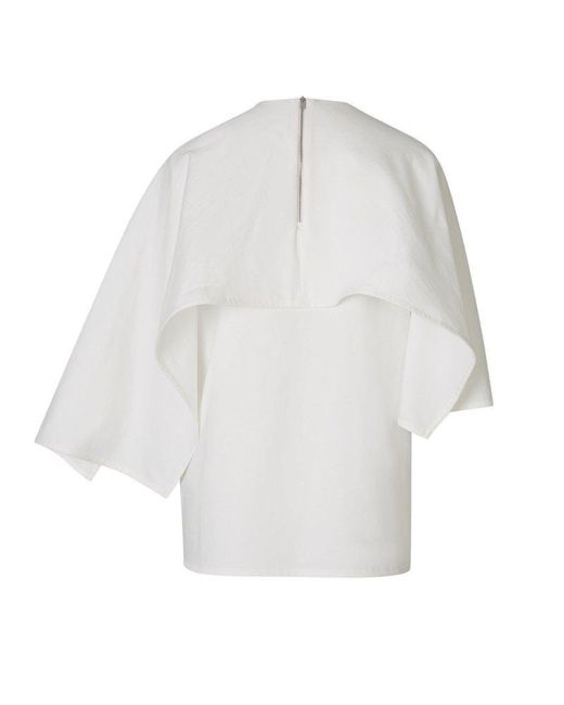Jil Sander White Sleeveless Cape T-Shirt