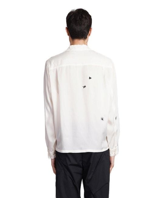 Undercover White Spider-embroidered Semi-sheer Buttoned Shirt for men