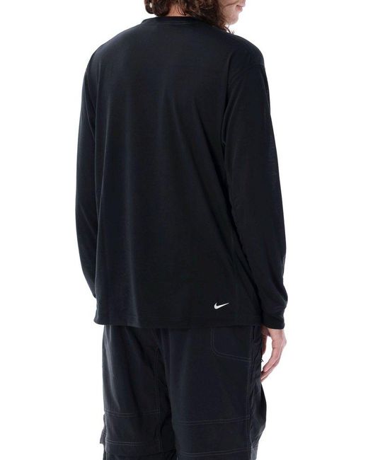 Nike Blue Goat Rocks Logo-embroidered Long-sleeved T-shirt for men
