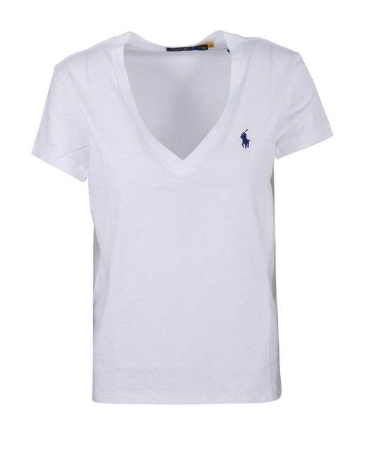 Polo Ralph Lauren V-neck T-shirt in White | Lyst