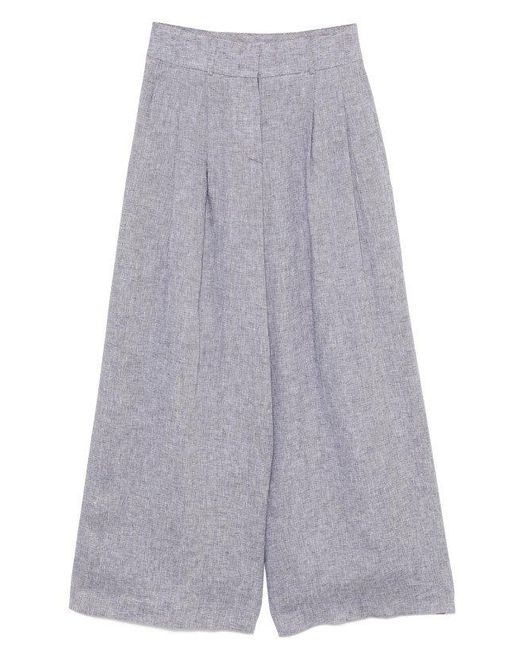 Peserico Purple Wide Leg Pleated Pants