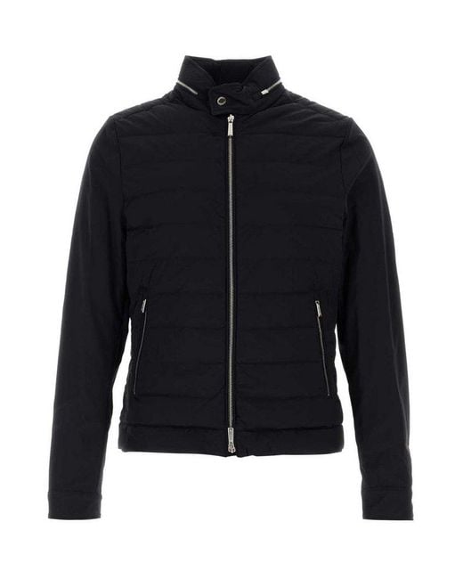 Moorer Blue Quilted Zip-Up Jacket for men