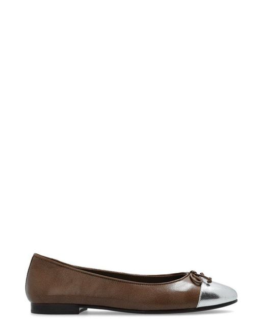 Tory Burch Brown Cap Toe Leather Ballet Flats