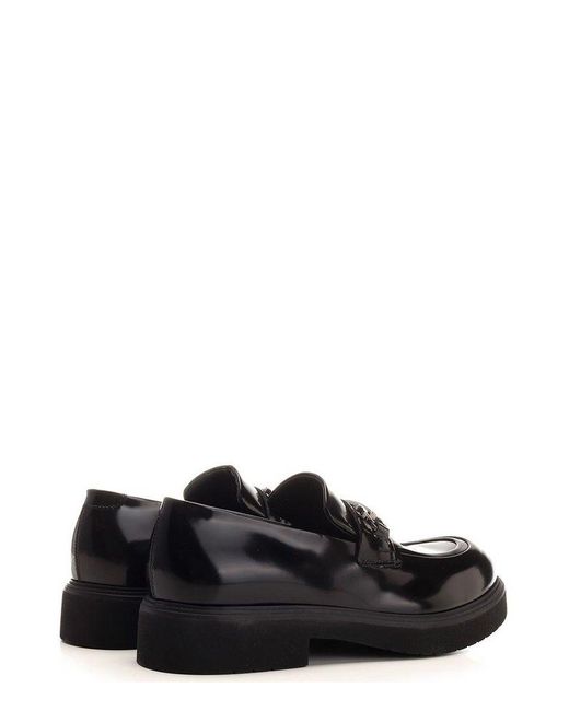 Ferragamo Black Gancini Plaque Loafers for men