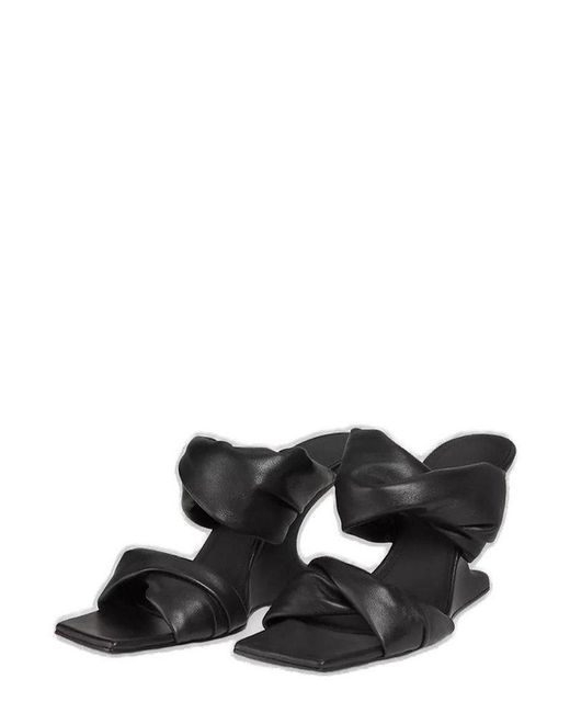 サンダル・ミュール RICK OWENS 'Web Cantilever' sandals Black RICK OWENS Web Cantilever knotted leather sandals | NET-A-PORTER