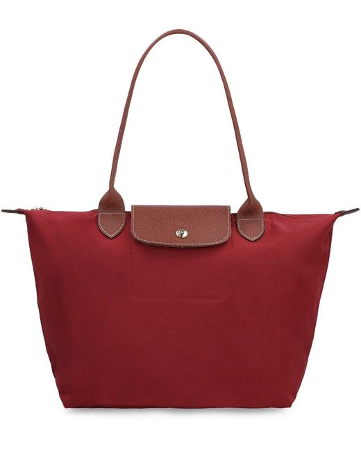 Longchamp Red Le Pliage Top Handle Bag