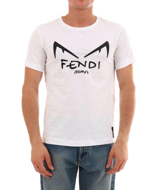 Fendi White Diabolic Eyes T-shirt for men