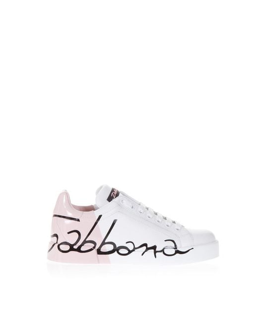 Dolce & Gabbana White Script Logo Sneaker