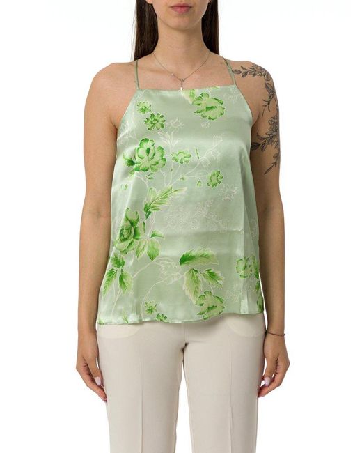 Marella Green Flared Satin Top