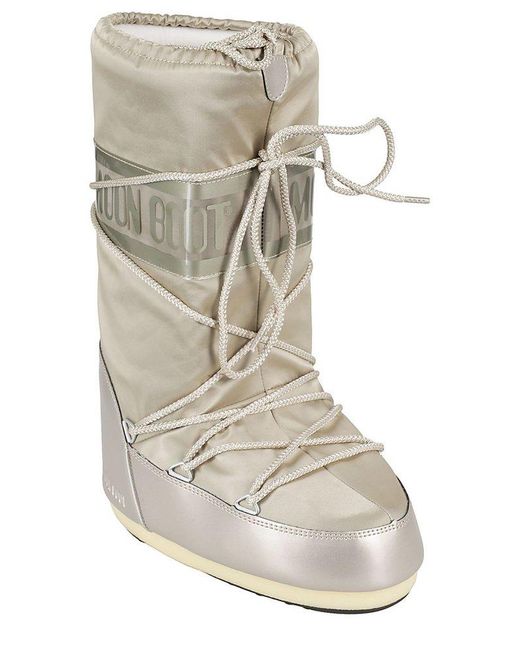 Moon Boot Natural Icon Glance Lace-up Satin Boots