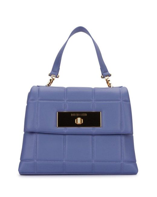Love Moschino Logo Plaque Quilted Top Handle Bag in Purple Lyst