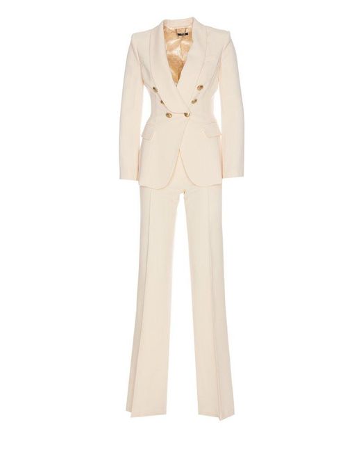 Elisabetta Franchi White Double-breasted Long-sleeved Suit