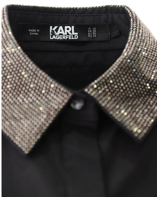 Karl Lagerfeld Black Karl Signature Hem Shirt