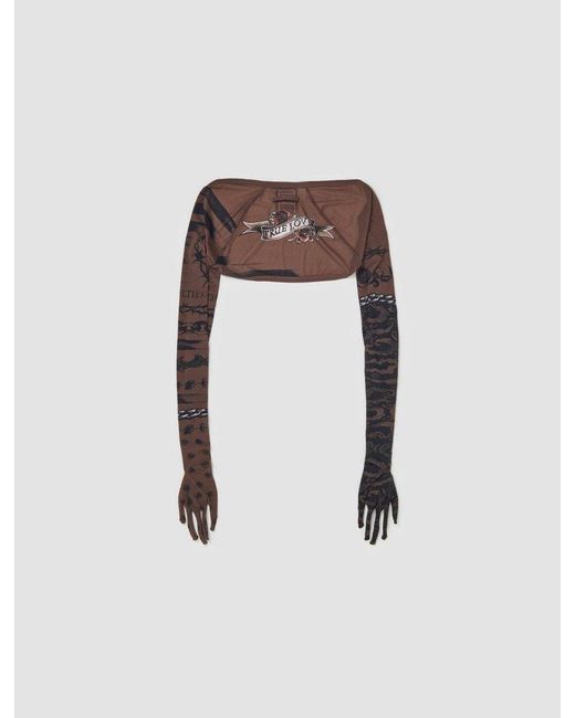 Jean Paul Gaultier White X Knwls Trompe Loeil Tattoo Printed Longsleeve Shrug