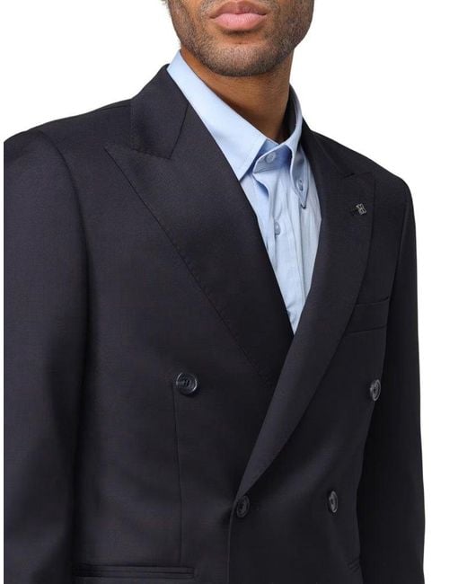 Tagliatore Black Double-Breasted Tailored Suit for men