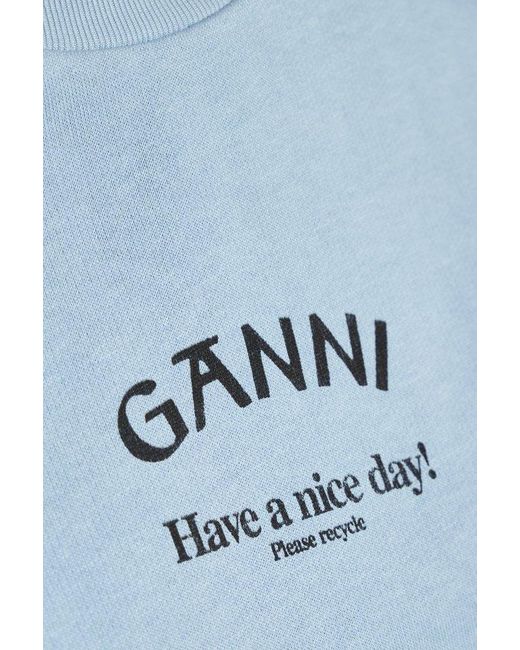 Ganni Blue Cotton Sweatshirt,